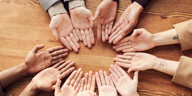 diverse group of hands
