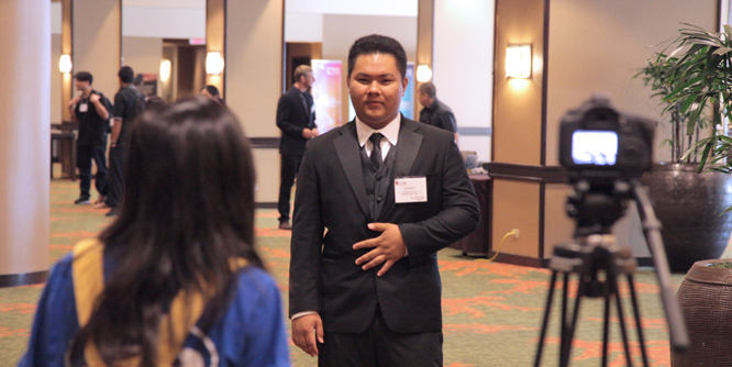 business pathway student preparing to present to judges