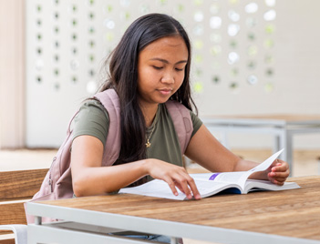 young female student studying