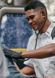 EMT working on patient