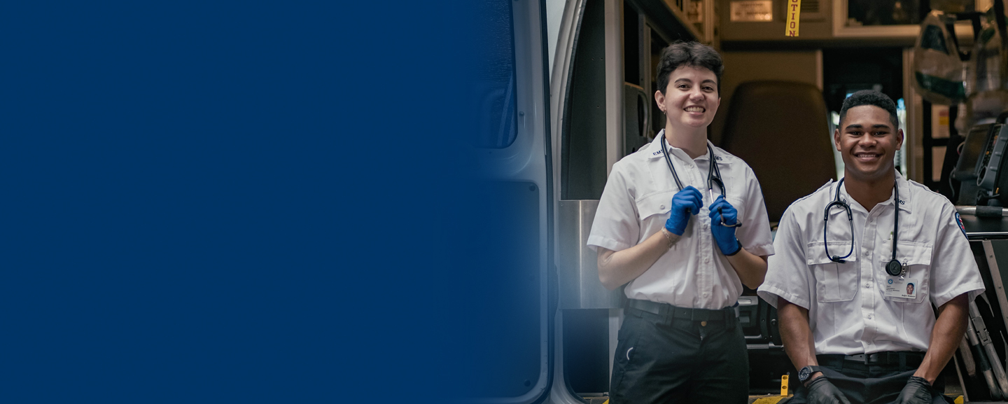 2 male EMT students in training